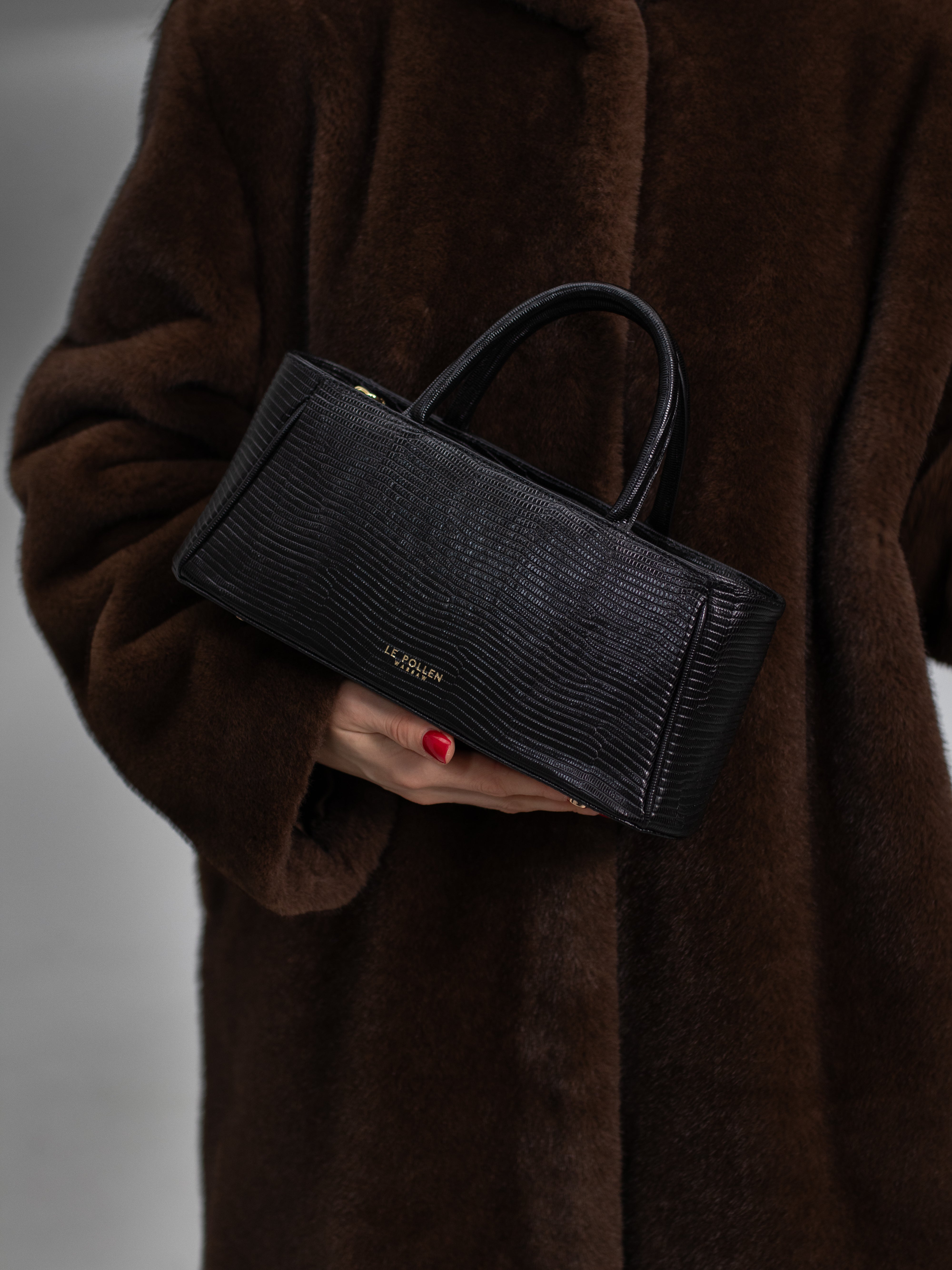 Mia Handbag Black Lizard