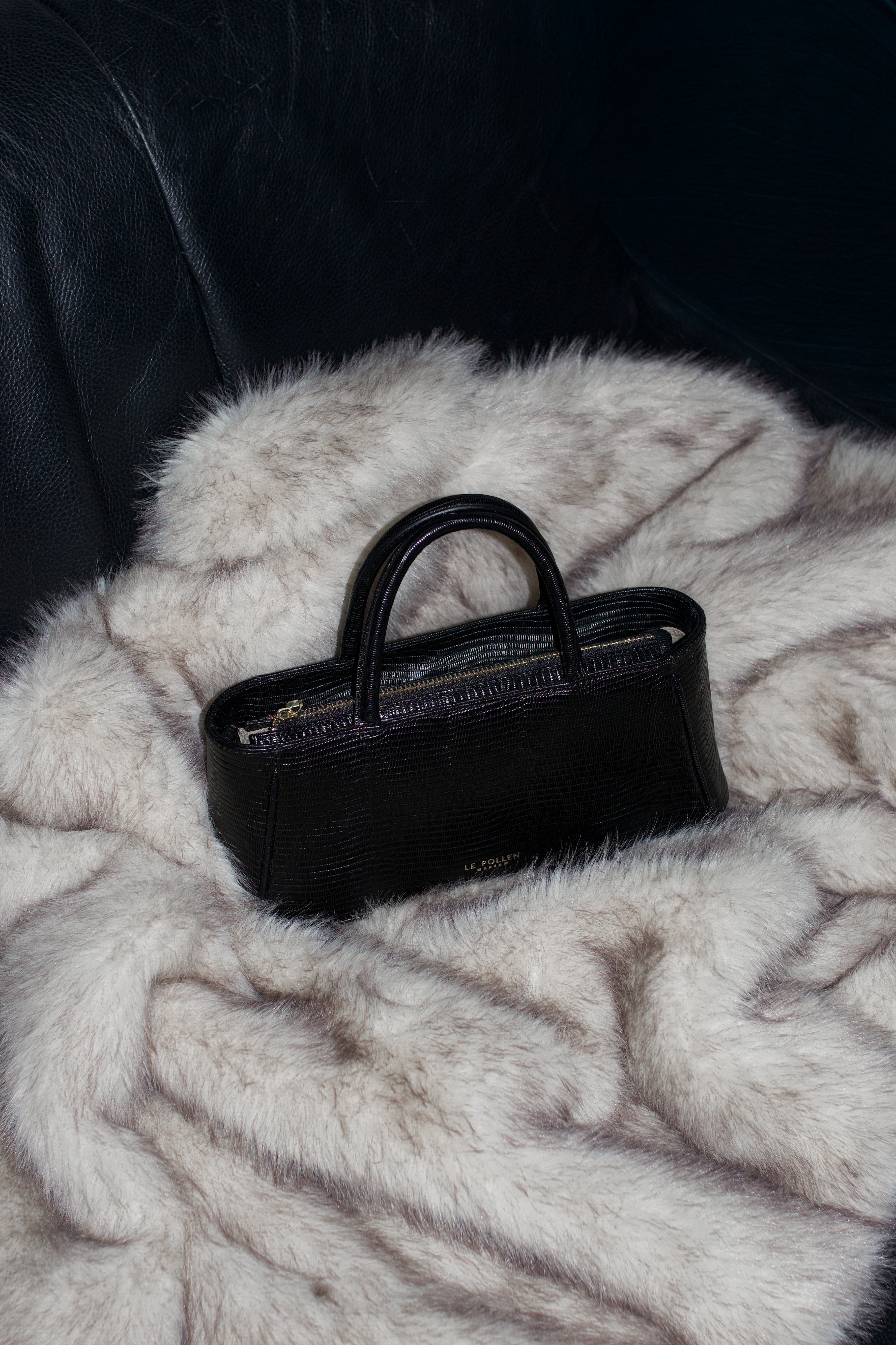 Mia Handbag Black Lizard