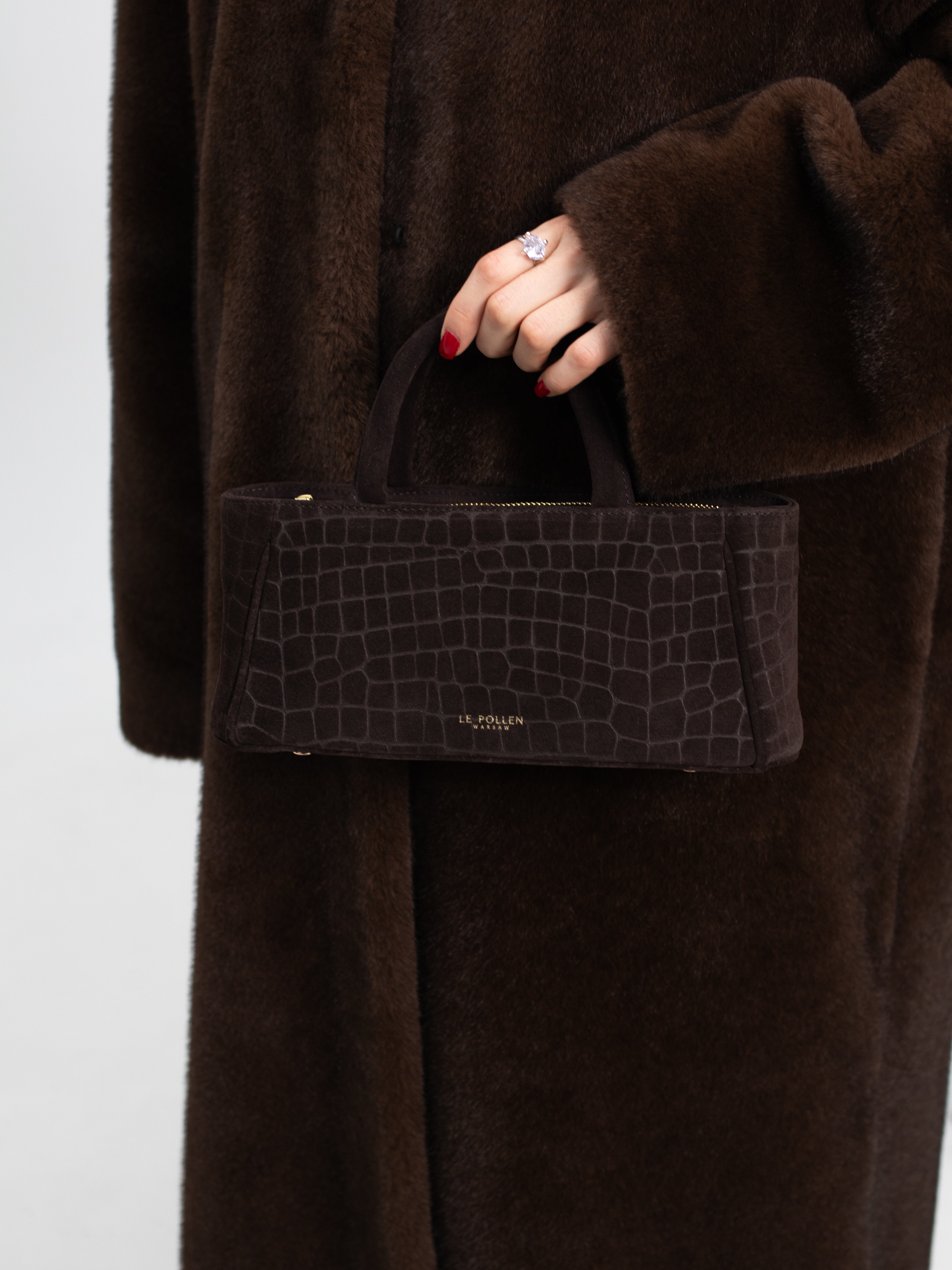 Mia Handbag Croco Suede