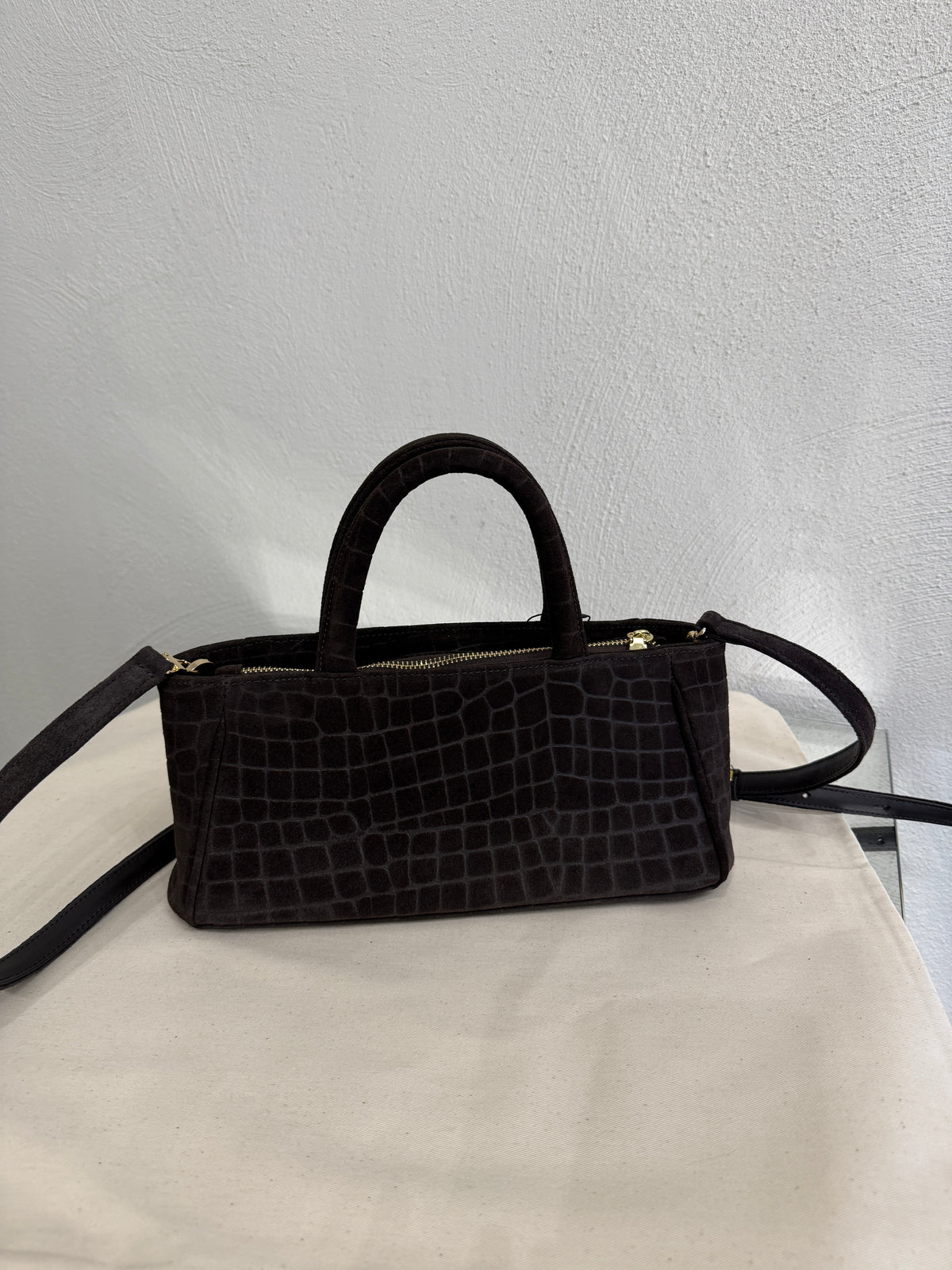 Mia Croco Chocolate Suede Sample Sale