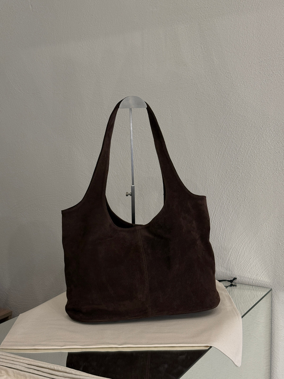 Easy Tote Chocolate Suede Sample Sale