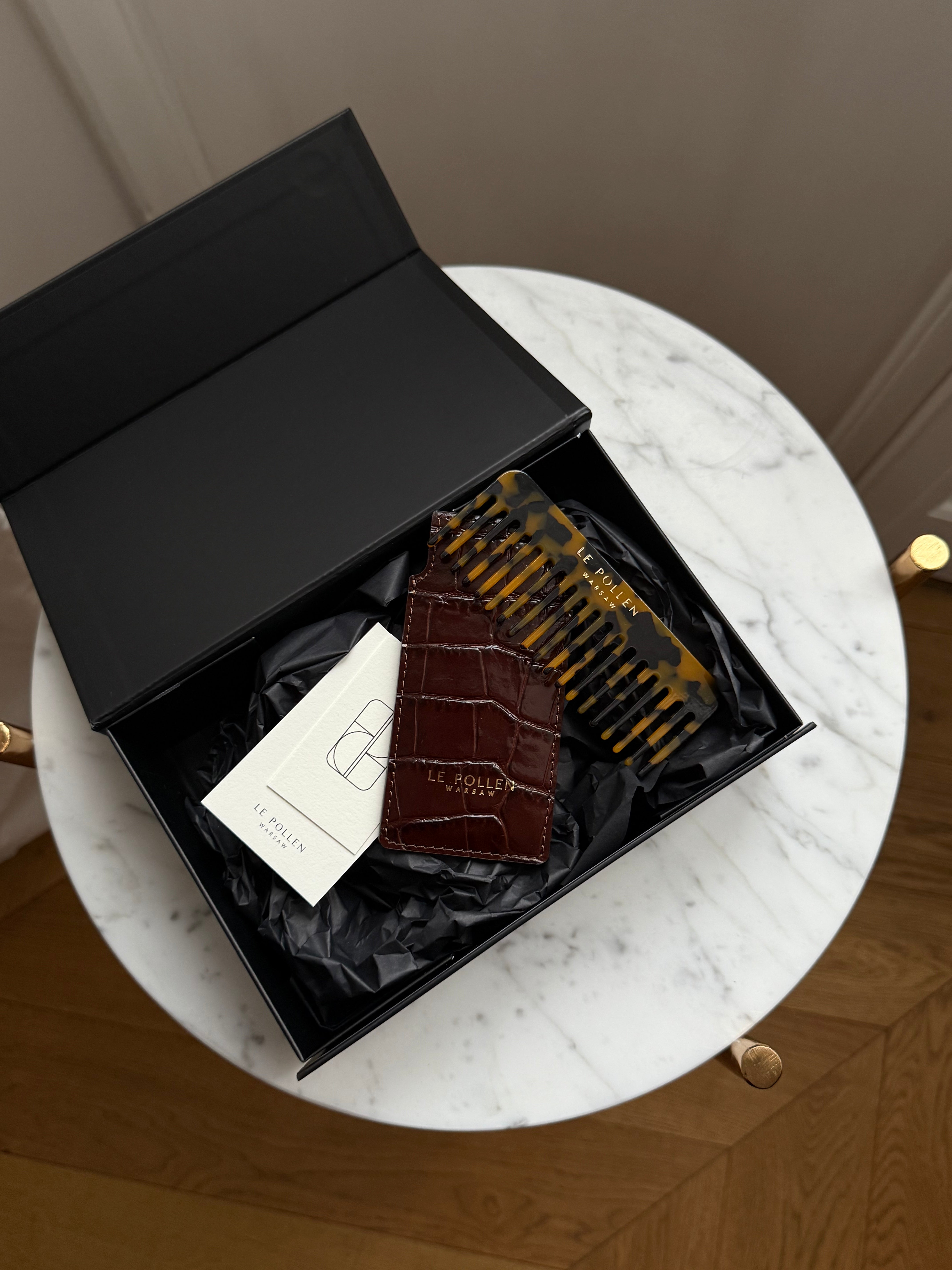 Hair Comb Brown Crocodile