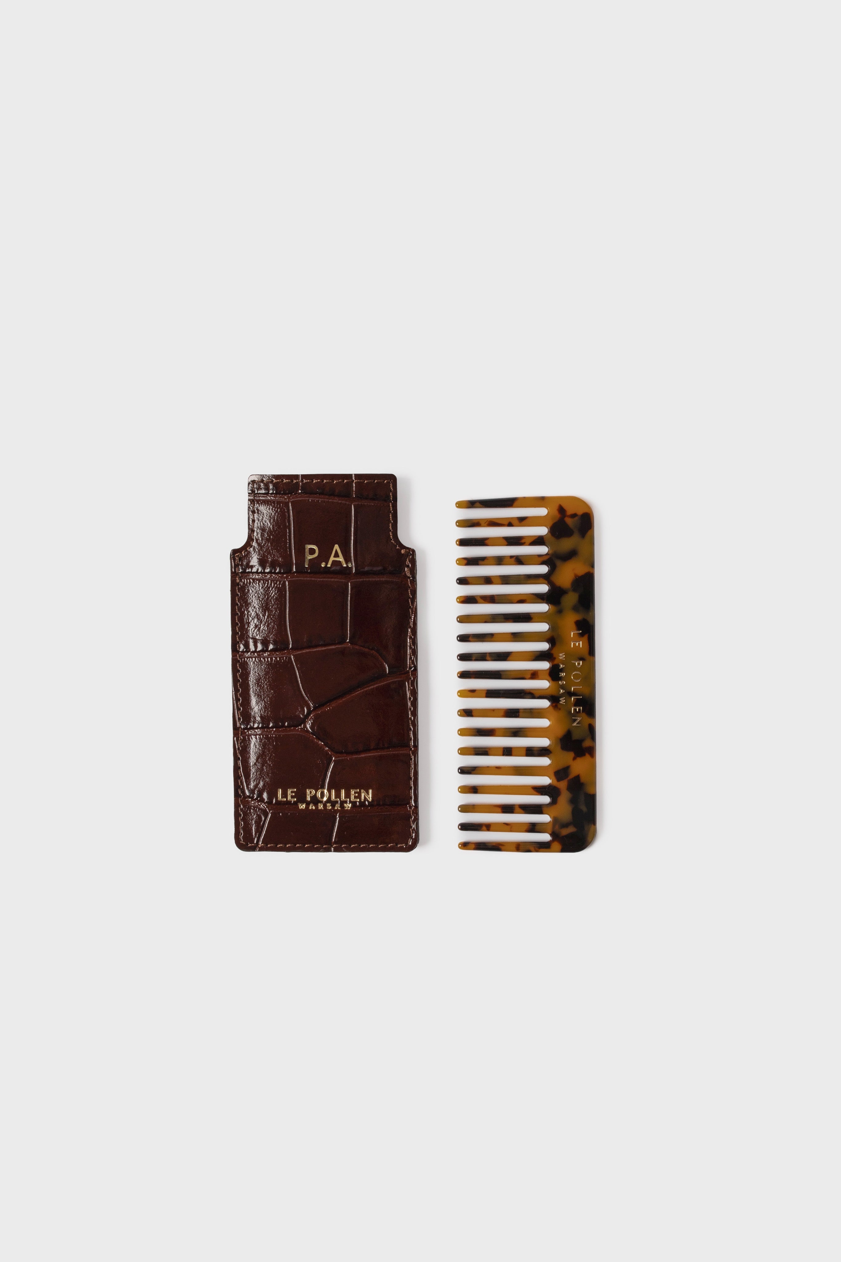 Hair Comb Brown Crocodile