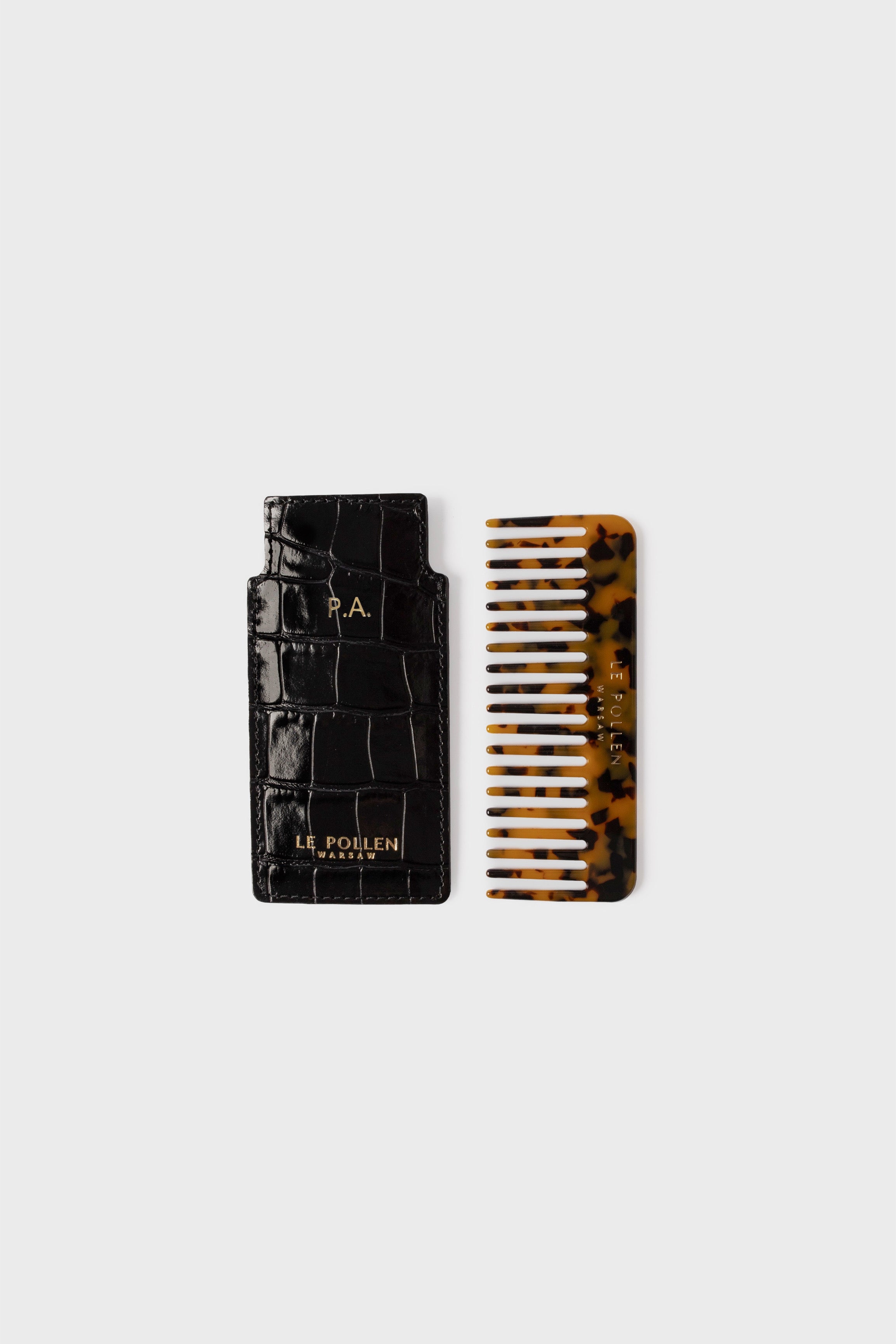 Hair Comb Black Crocodile