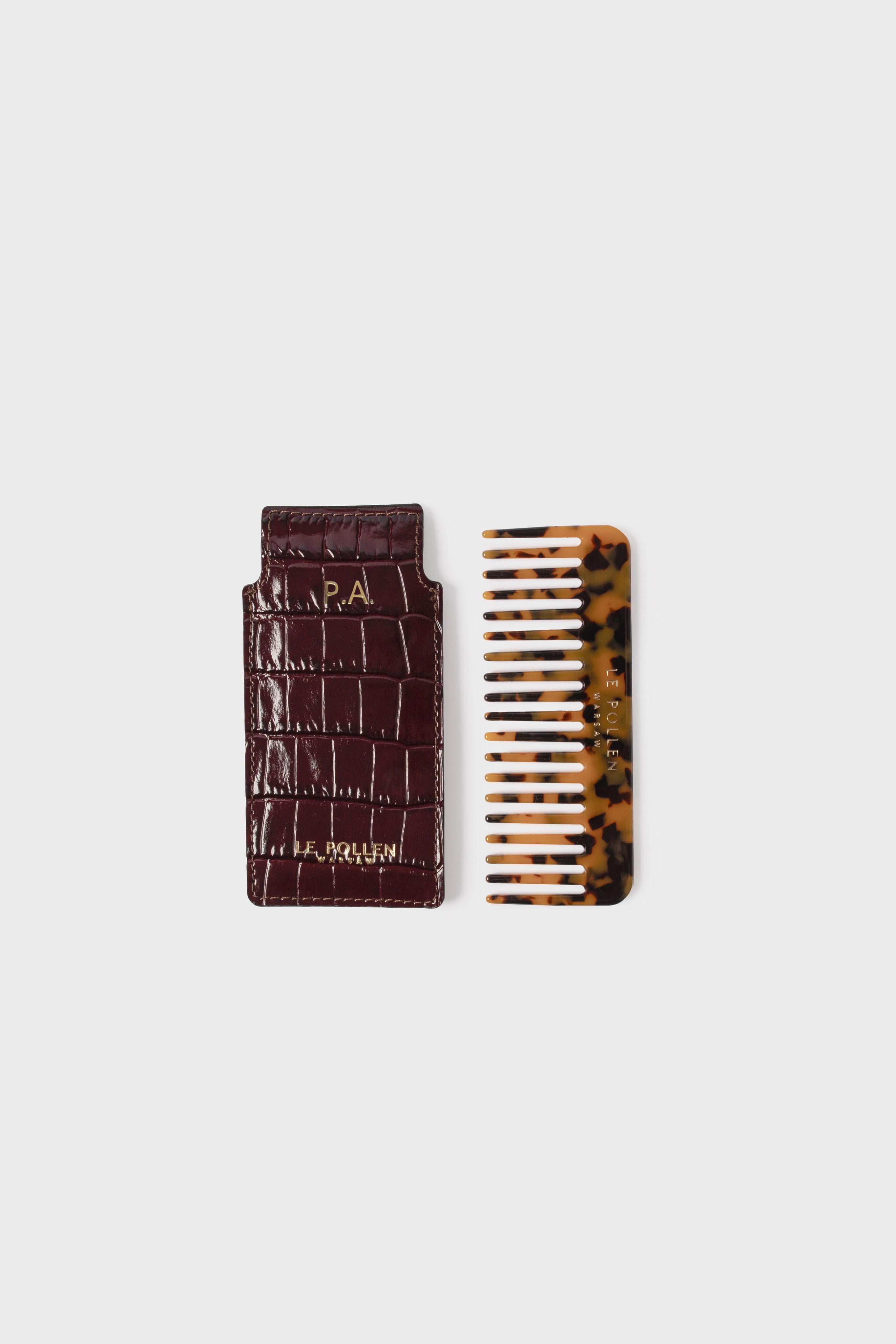 Hair Comb Burgundy Crocodile