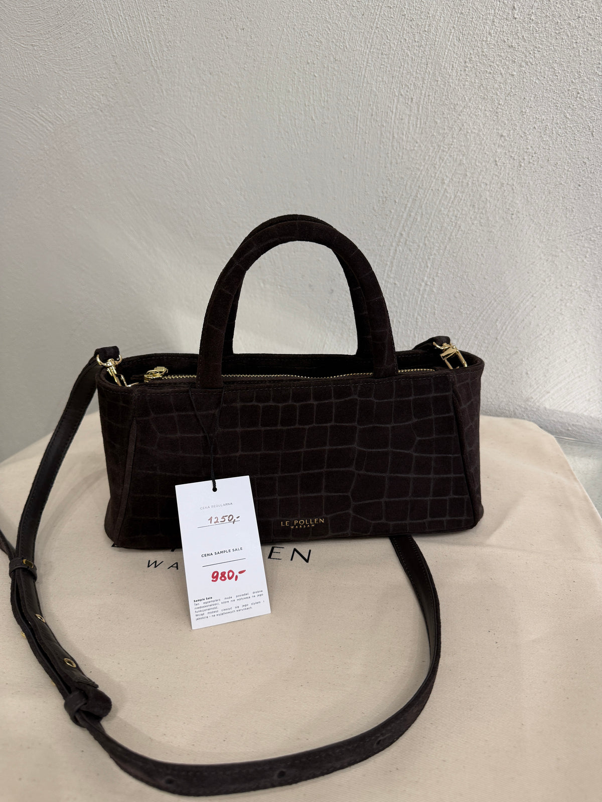 Mia Croco Chocolate Suede Sample Sale