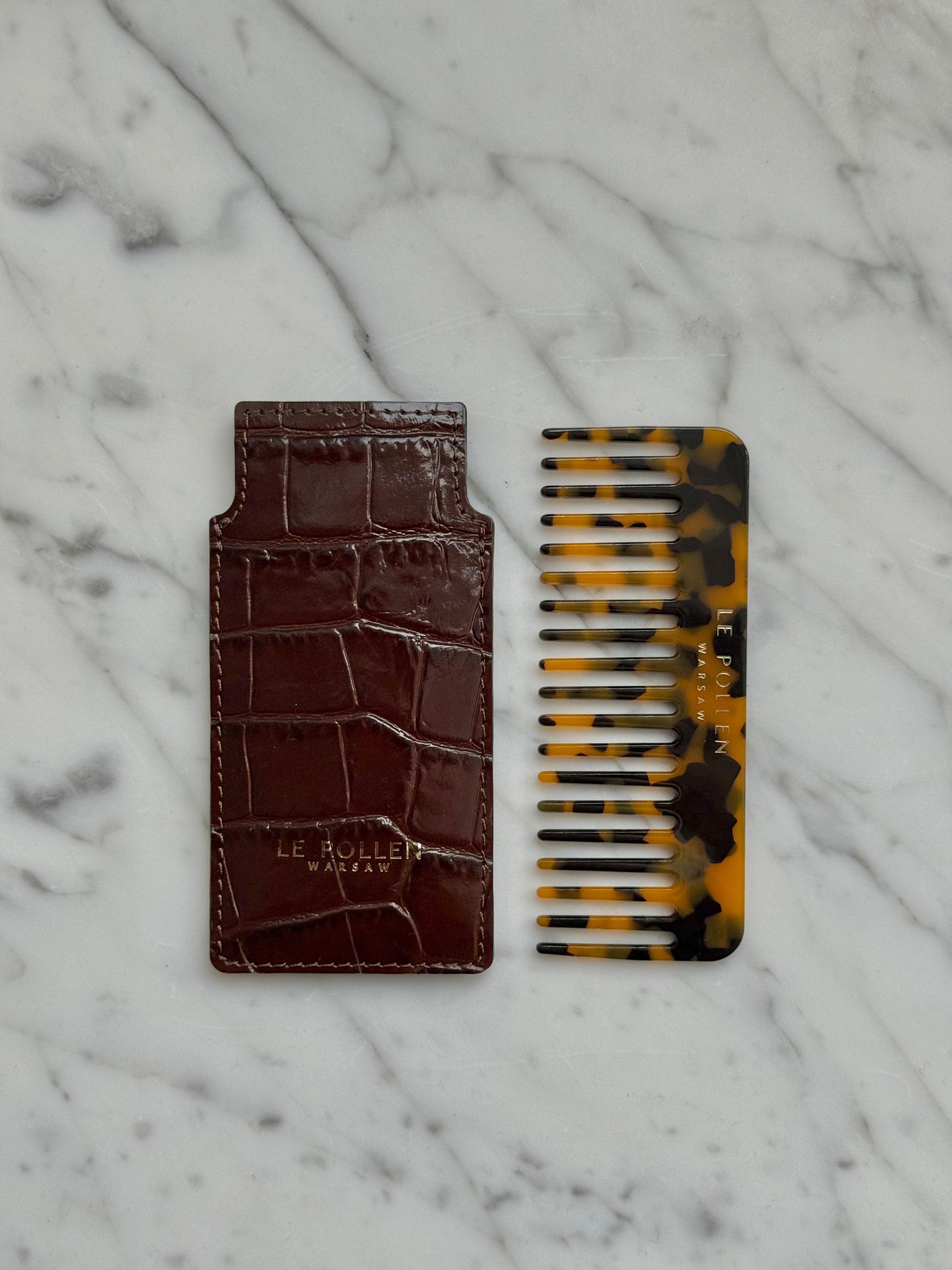 Hair Comb Brown Crocodile