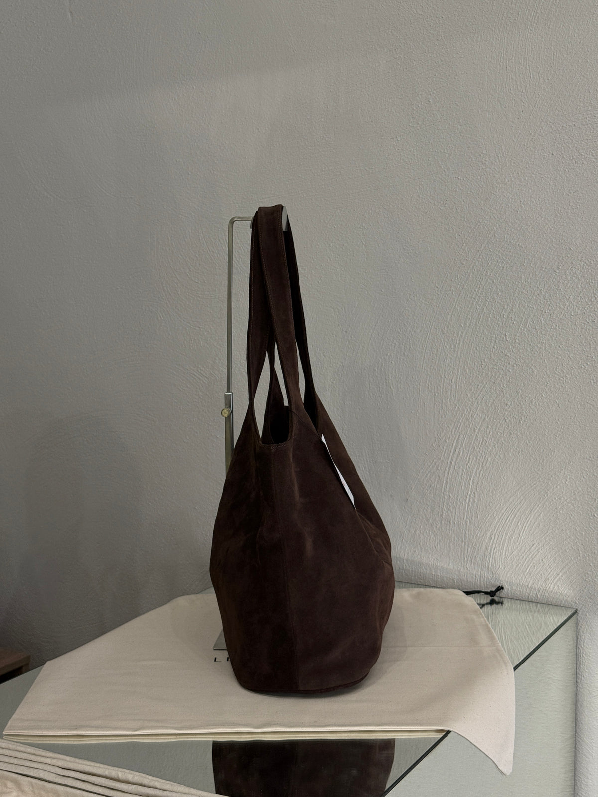 Easy Tote Chocolate Suede Sample Sale
