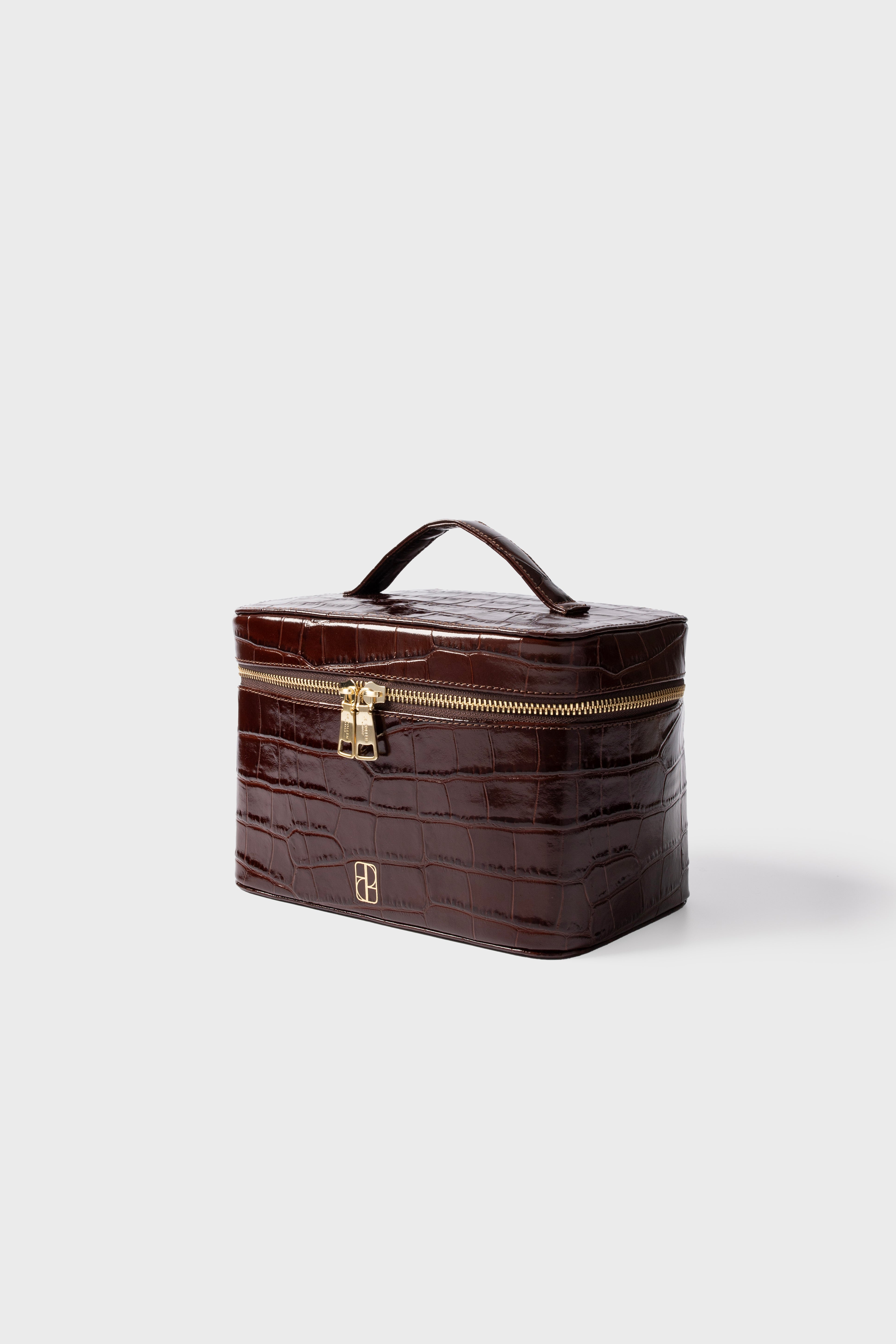 Vanity Case Brown Crocodile