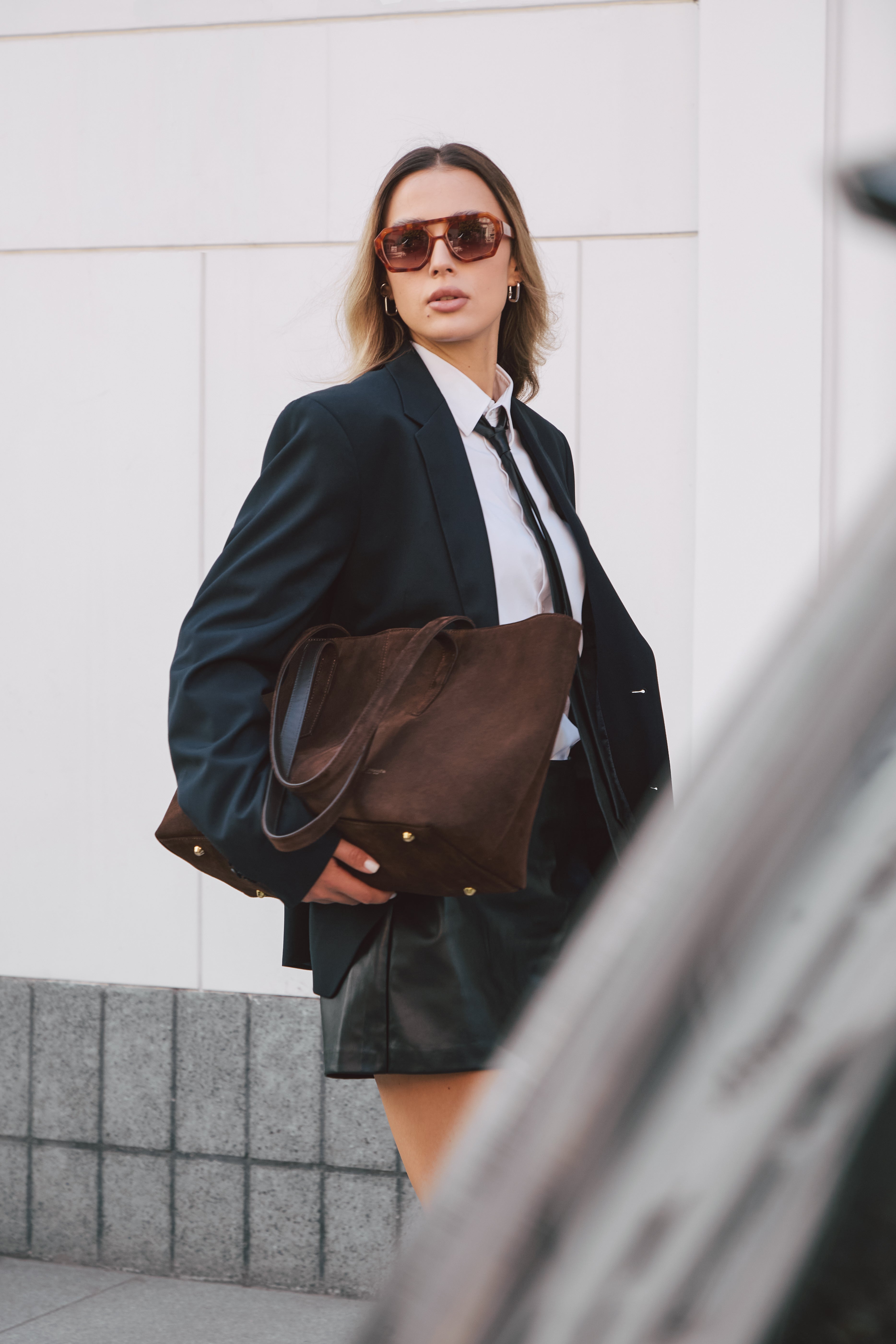 Noam Large Chocolate Suede