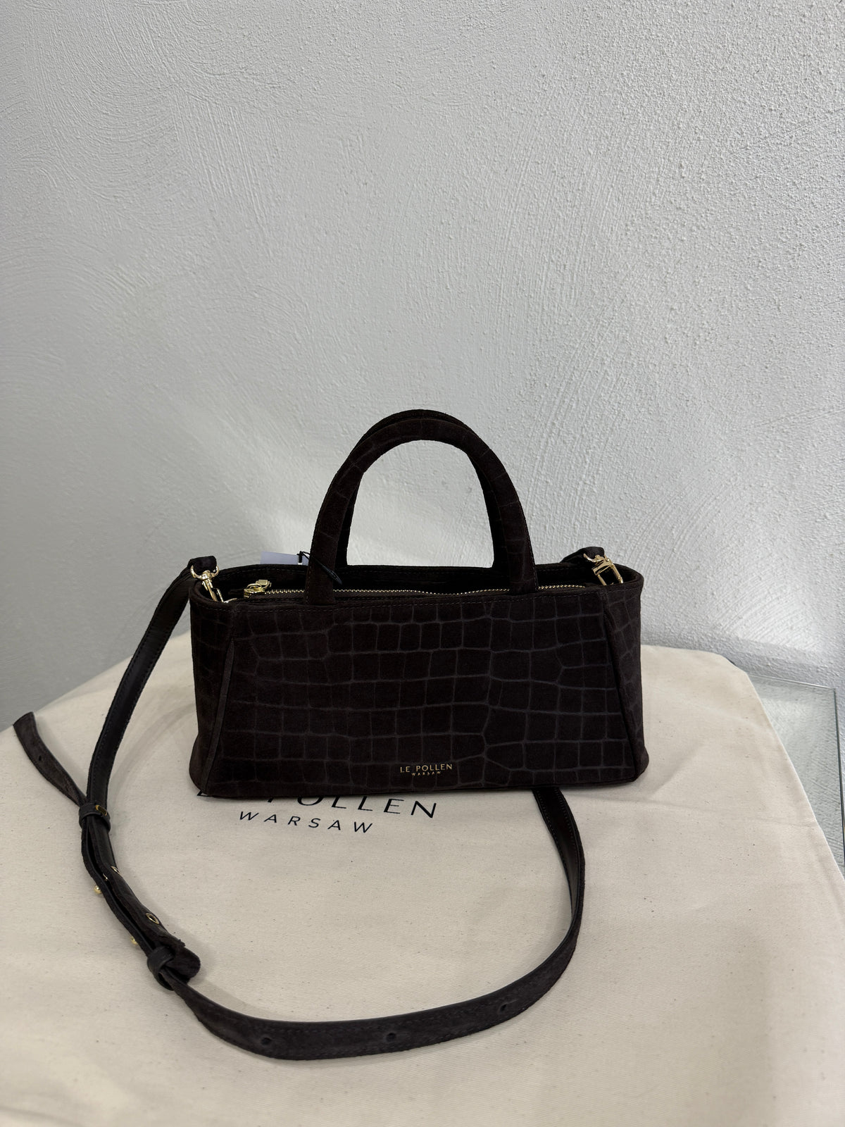 Mia Croco Chocolate Suede Sample Sale