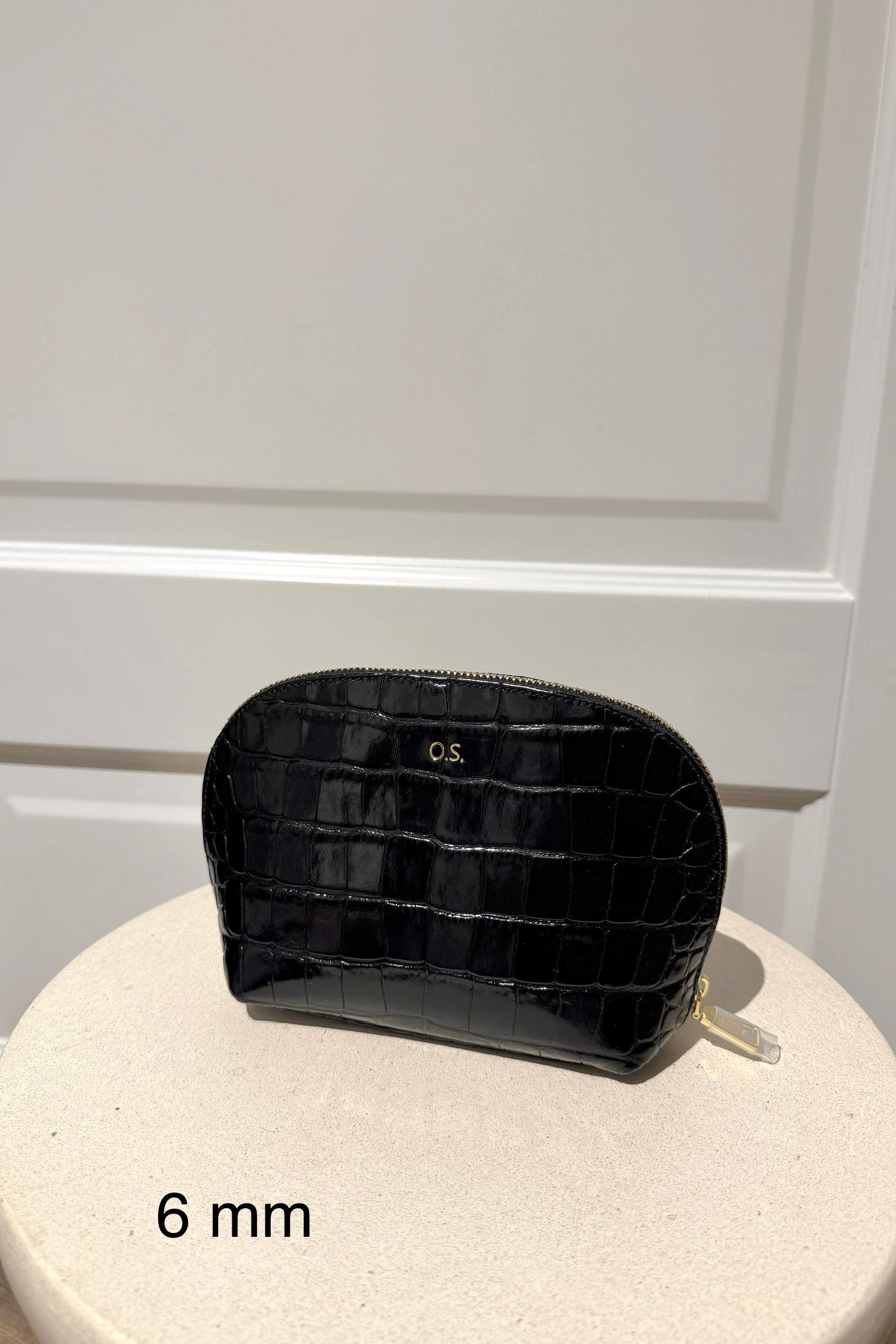 Midi Crocodile Black Cosmetic Bag