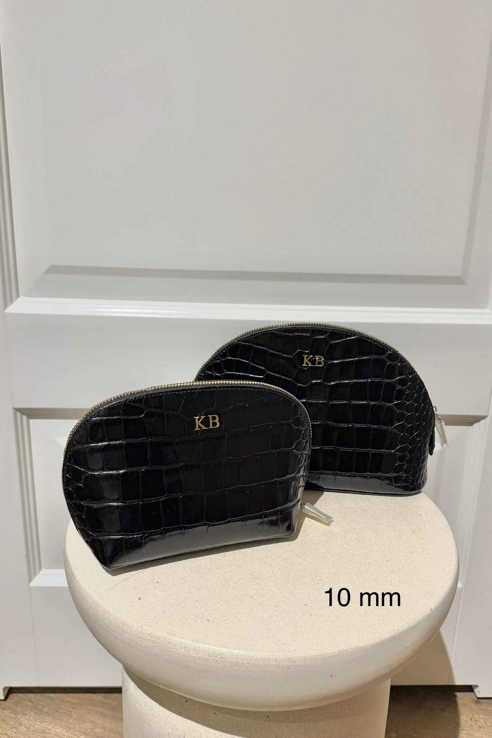 Midi Crocodile Black Cosmetic Bag