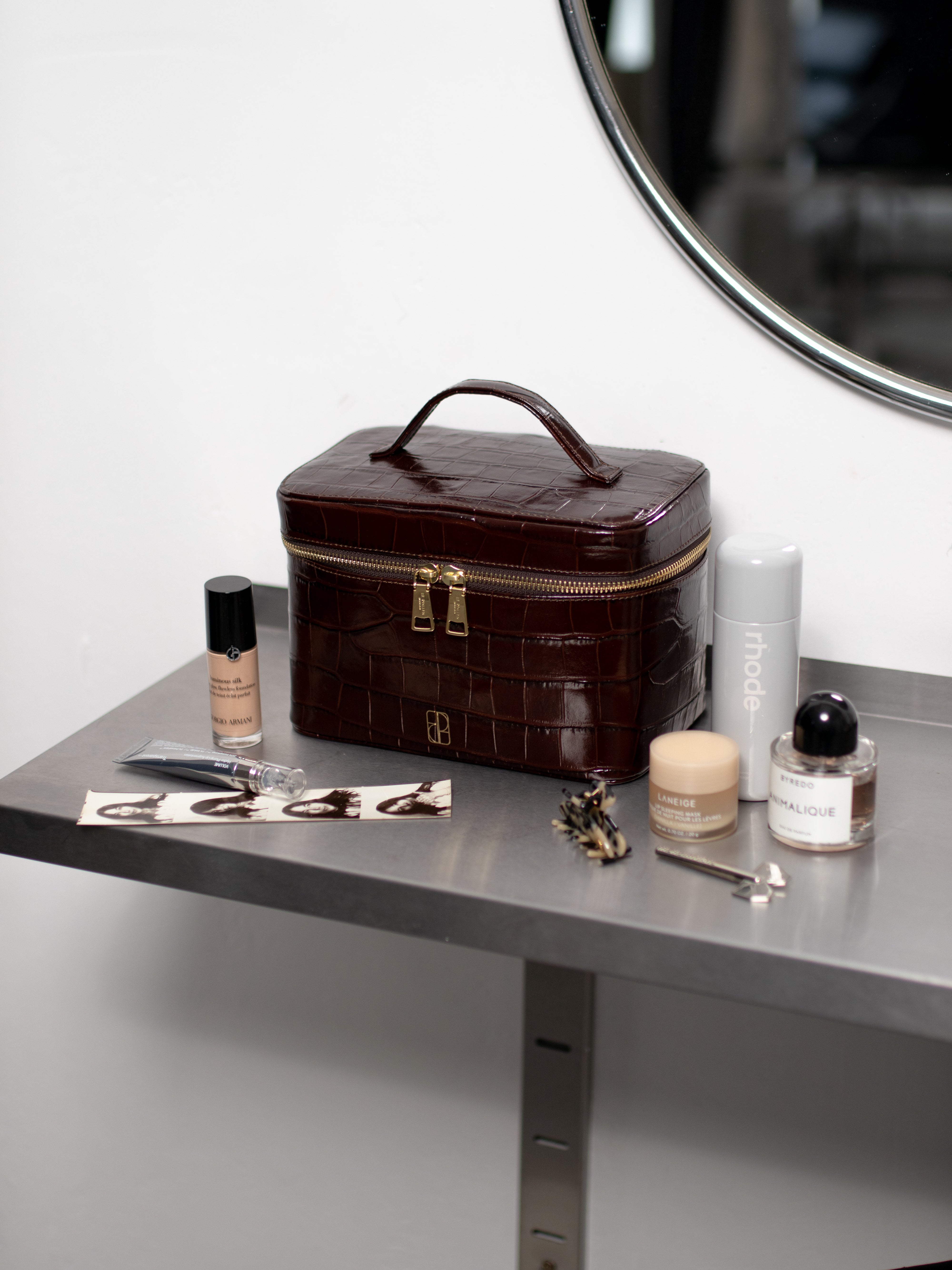 Vanity Case Brown Crocodile