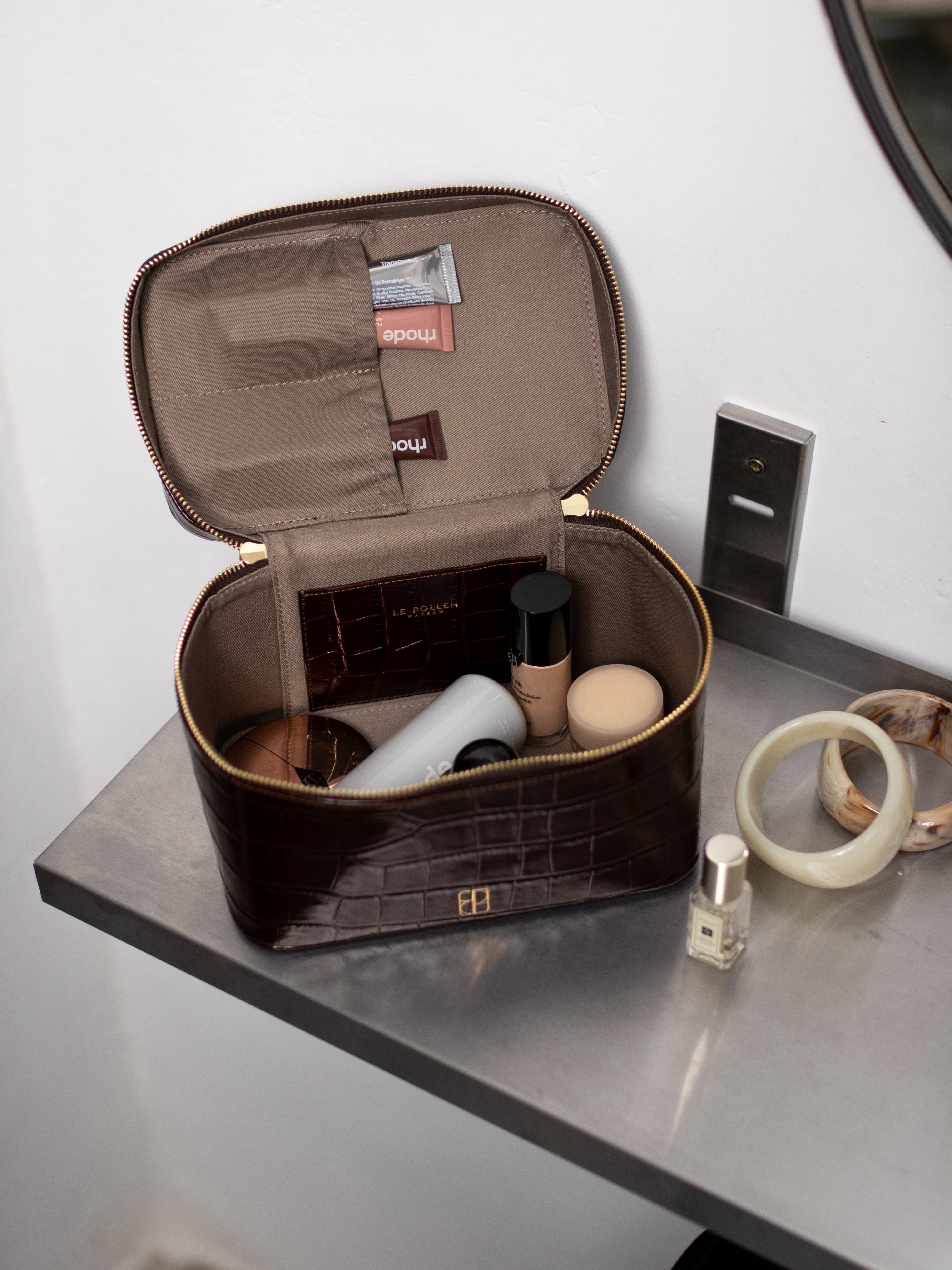 Vanity Case Brown Crocodile